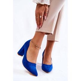 PS1 Klasszikus Velúr Pumpák Kendra Kék Sarkú 1
