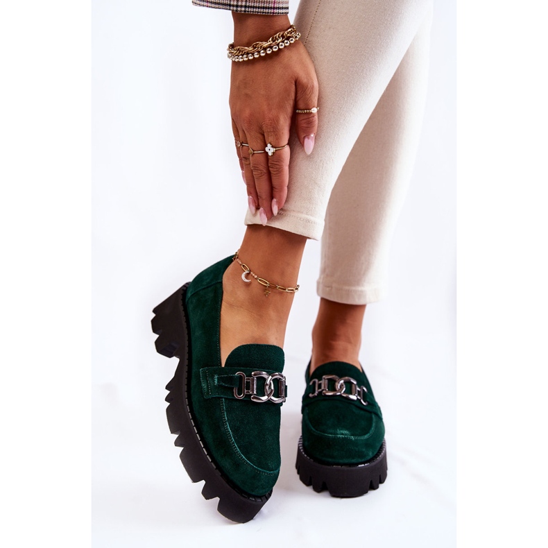 Velúr cipő zöld Laura Messi díszítéssel 1