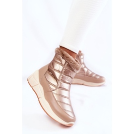 PE1 Női hócsizma cipzárral Arany-bézs Senia barna 2