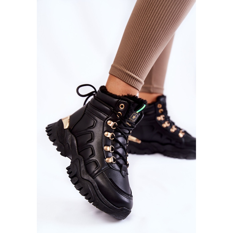 PE1 Női Meleg Csizmák Fekete Ofelia Platformon 2