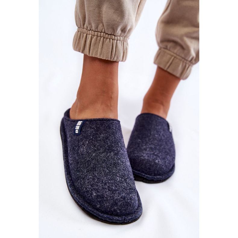 Klasszikus filc női papucs Big Star KK276013 sötétkék 2