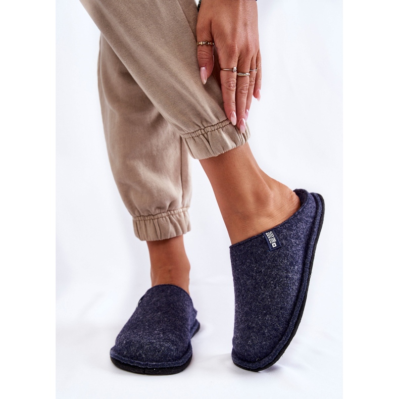 Klasszikus filc női papucs Big Star KK276013 sötétkék 1