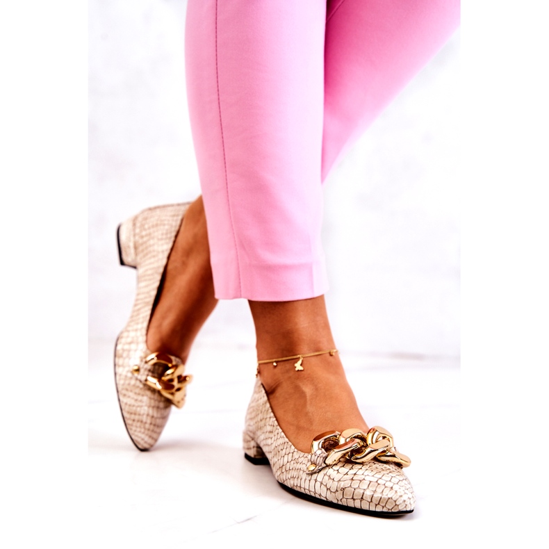 PA2 Lakkozott bőr kígyóbőr szivattyúk Bézs Elissabeth 4028-L barna 3