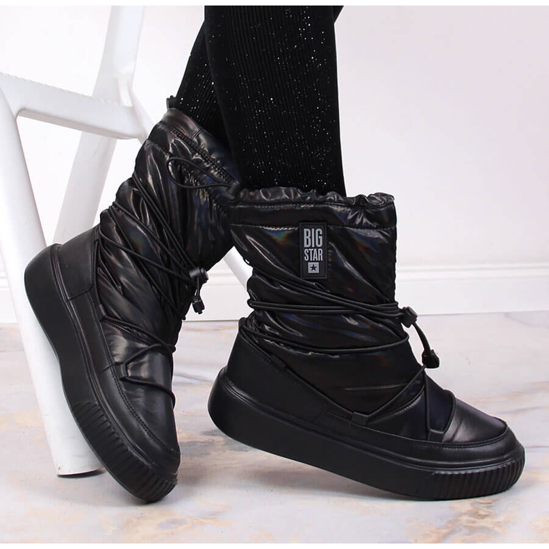 Hócsizma metál, bebújós fekete Big Star KK274193 1