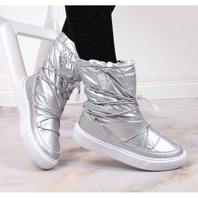 Ezüst színű metál felbújós hócsizma Big Star KK274195 1