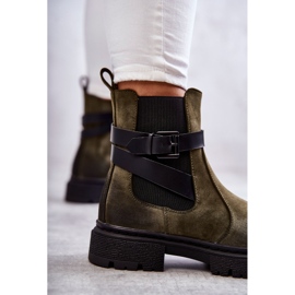 FE1 Női meleg csizma Jodhpur csizma övvel, zöld Jose M619 1