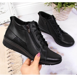 Bőr női csizma ékes fekete Helios 567 1