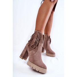 Velúr Platform Boots Lewski Shoes 3251 Cappucino barna 1