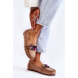 PS1 Női velúr cipők bézs Janetta díszítéssel 2