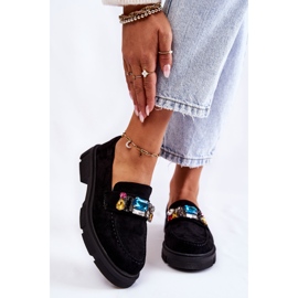 PS1 Női velúr cipők fekete Karlott díszítéssel 1