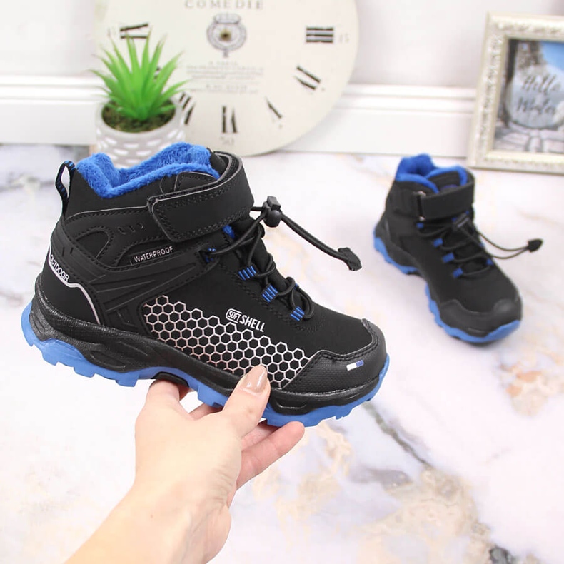 Gyermek vízálló hócsizma tépőzárral American Club AM904A fekete 1