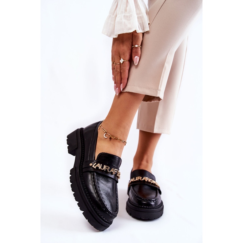 Bőr Loafers Letters La.Fi 210001B-PU Fekete 1