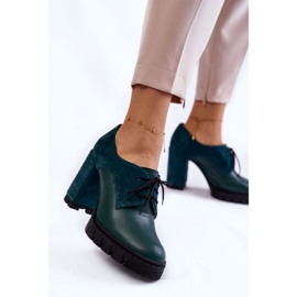 PA2 Divatos velúr és bőr csizma a Green Carisa platformon zöld 1