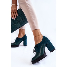 PA2 Divatos velúr és bőr csizma a Green Carisa platformon zöld 2