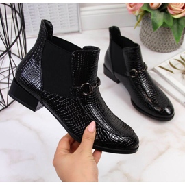 Lakkozott Chelsea csizma Filippo W PAW269 fekete 1