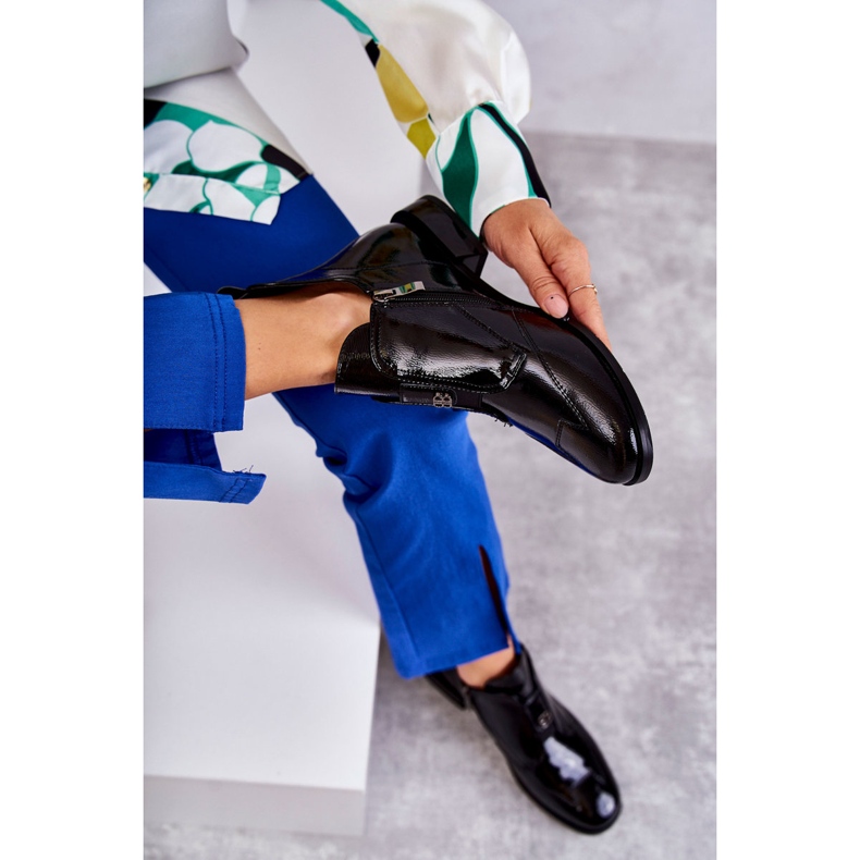 S.Barski Patent bokacsizma díszítéssel, fekete 1