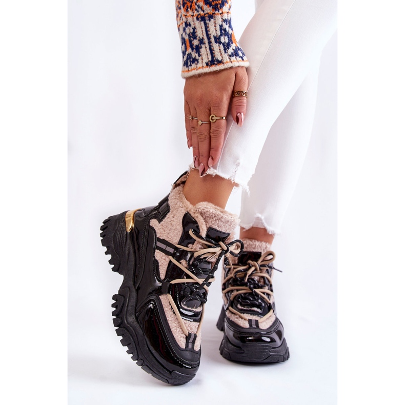 PM1 Hőszigetelt női sportcsizma fekete és bézs színű Edora 1