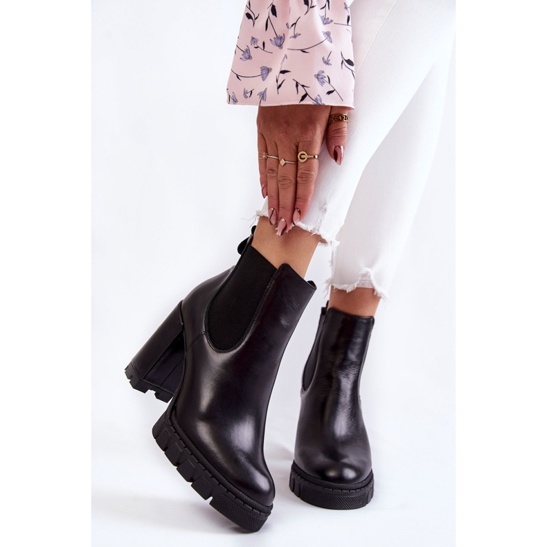 Bőr Csizma Smooth A Bar Black Eldey fekete 1