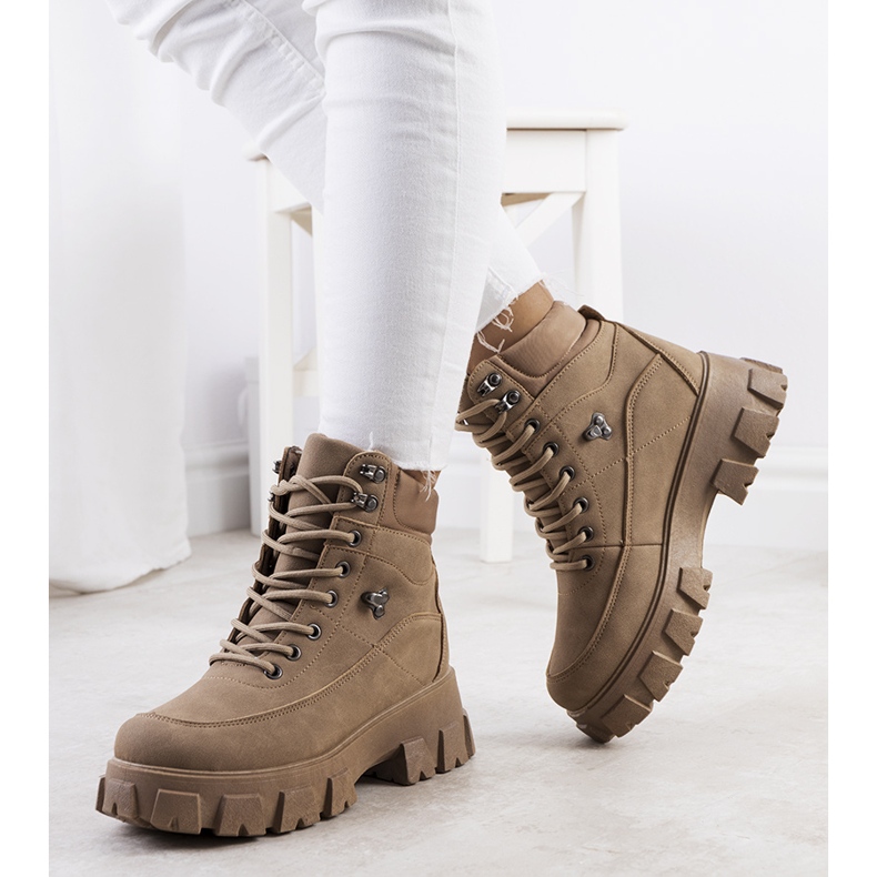 Bisa női barna túracipő bézs 1