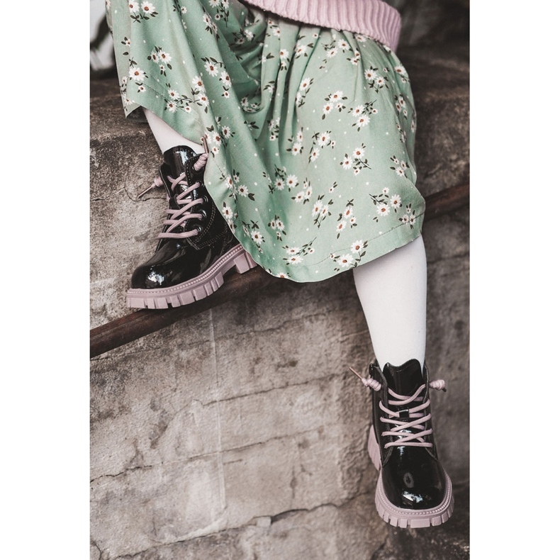 PA1 Lakkozott fekete és lila Heidi meleg csizma ibolya 1