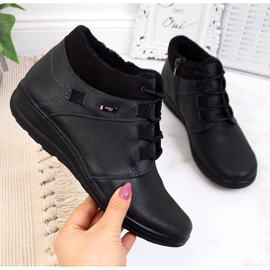 Fekete bőr női hőszigetelt csizma Helios 521 2