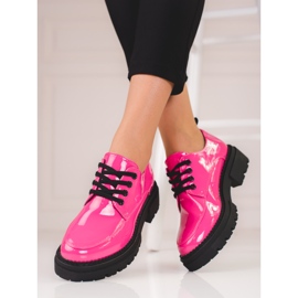 Női cipő Shelovet rózsaszín, lakkozott ökológiai bőr 2