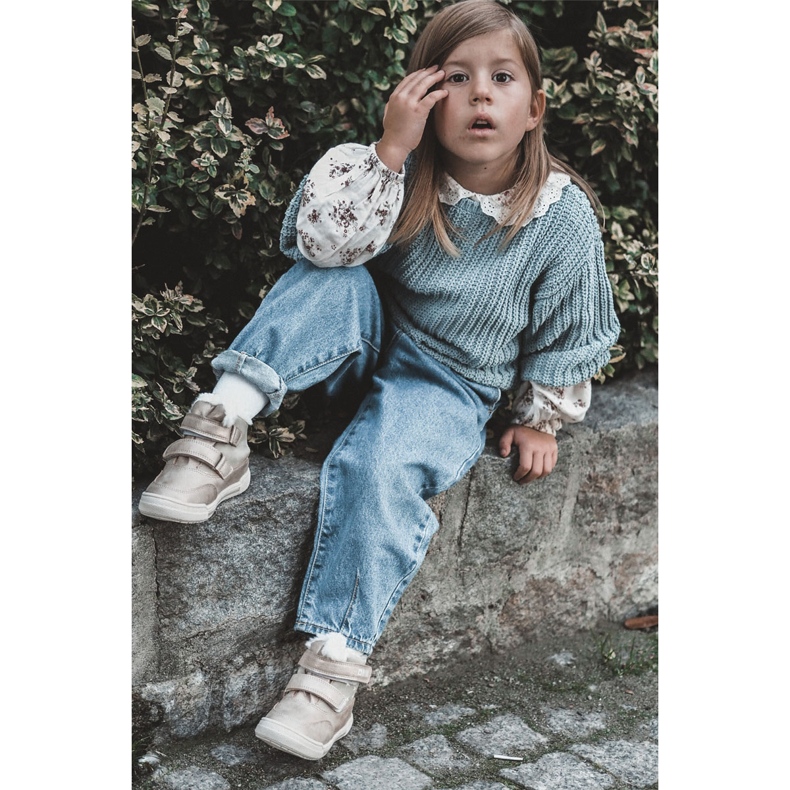 Gyermek meleg csizma tépőzárral Big Star KK374189 bézs-arany barna 1