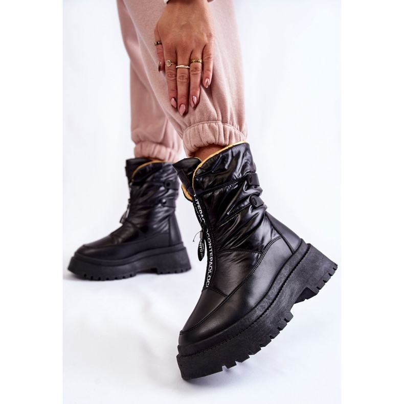 Vinceza Magas női hócsizma fekete Moira cipzárral 2