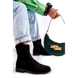 S.Barski Női velúr csizma lapos sarkú fekete Fiorenz HY66-66 3