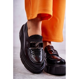 PL5 Divatos bőrcipők a Black Marsol platformon fekete 2