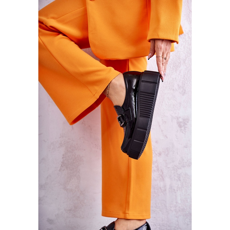 PL5 Divatos bőrcipők a Black Marsol platformon fekete 4