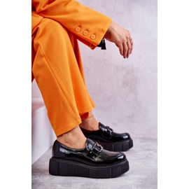 PL5 Divatos bőrcipők a Black Marsol platformon fekete 5