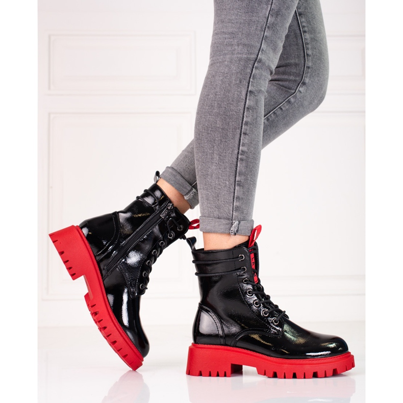 Shelovet női munkások piros talppal fekete 1