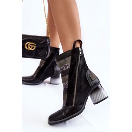 Női magas bőrcsizma Maciejka 05647-01 Fekete szürke 2