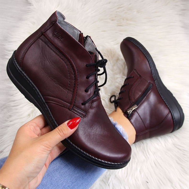 Cseresznye szigetelésű bőrcsizma Helios W 612-2 piros 1