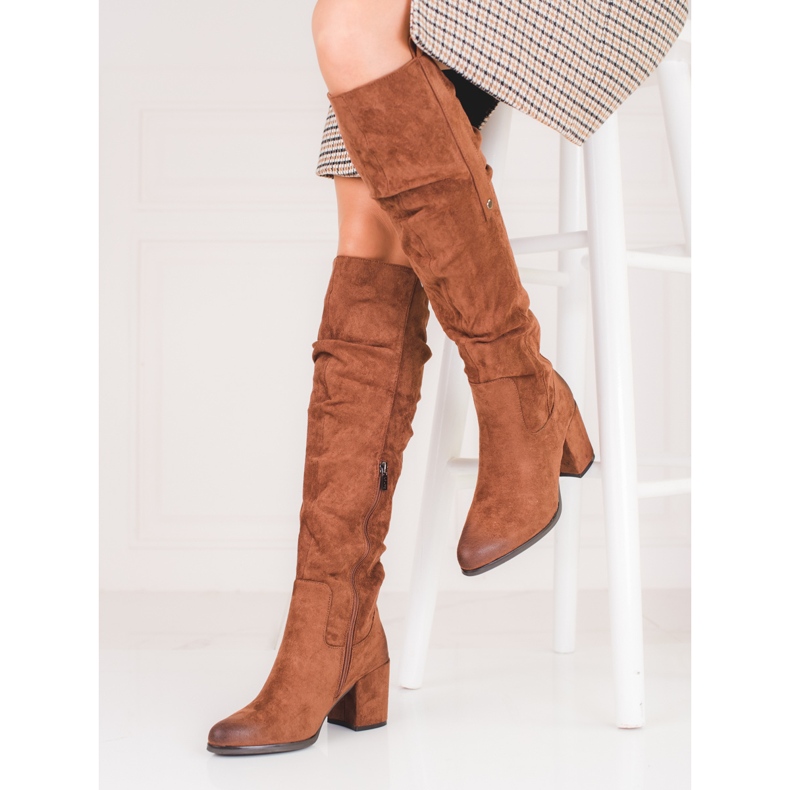 Velúr női Shelovet barna csizma 1