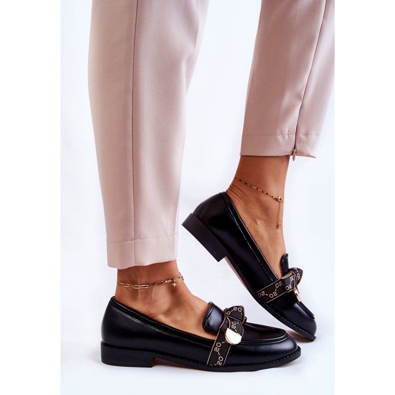 WS1 Női bőrcipő fekete Dayes masnival 1