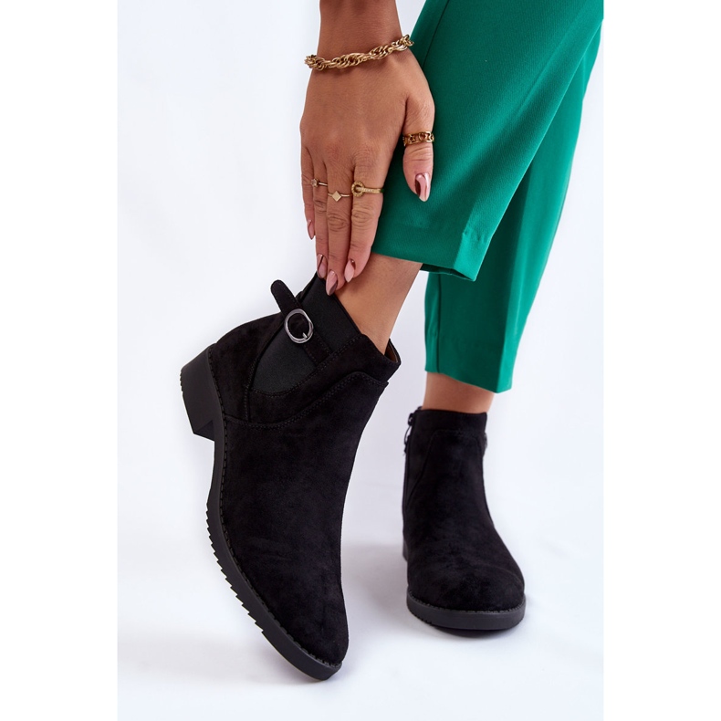 PJ1 Női meleg velúr cipők Jodhpur Black Janette fekete 1