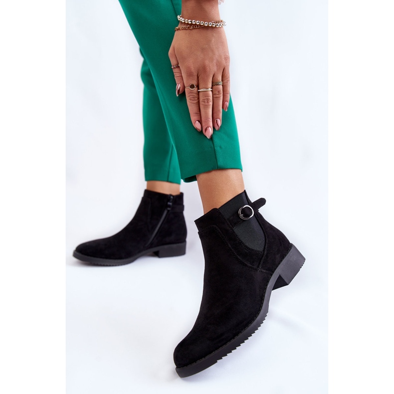 PJ1 Női meleg velúr cipők Jodhpur Black Janette fekete 2