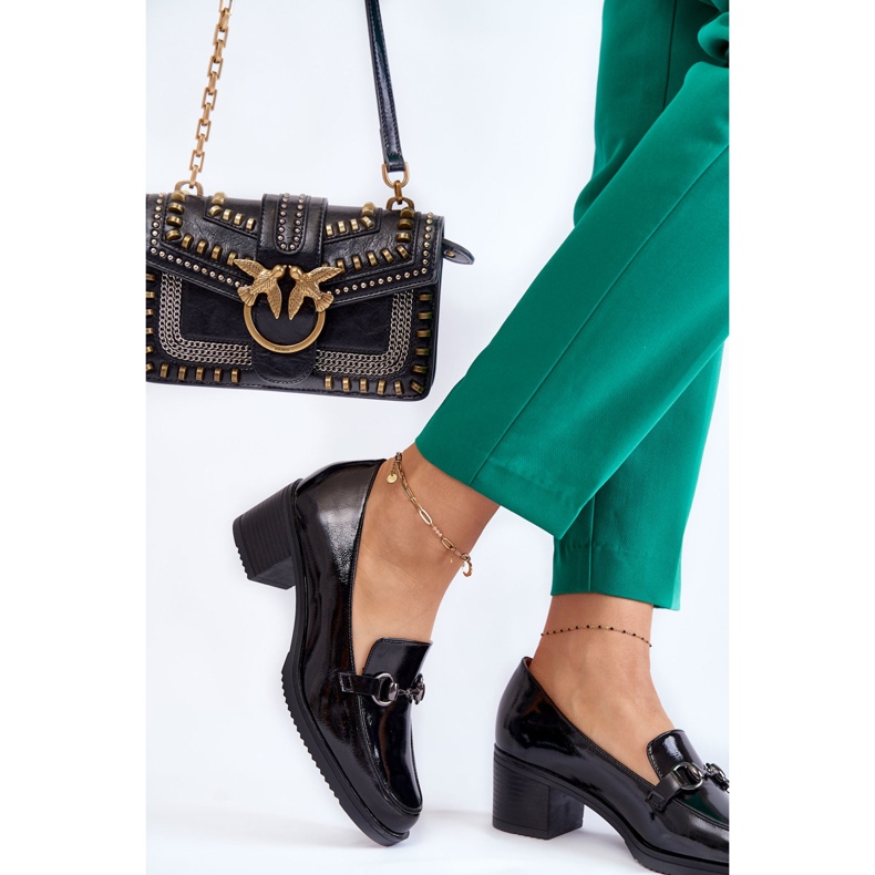 Vinceza Bőr Pumpák Egy Oszlopon Fekete Semila Dísz 2