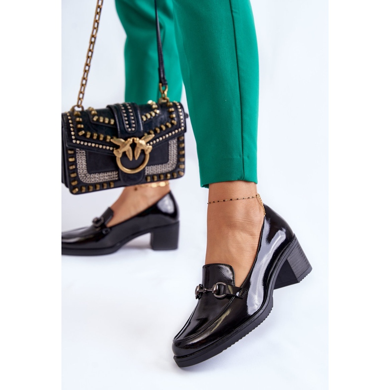 Vinceza Bőr Pumpák Egy Oszlopon Fekete Semila Dísz 1