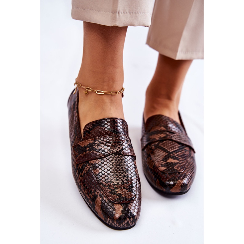 Bőr Snake Loafers La.Fi 210023BR-XS Barna bézs 2