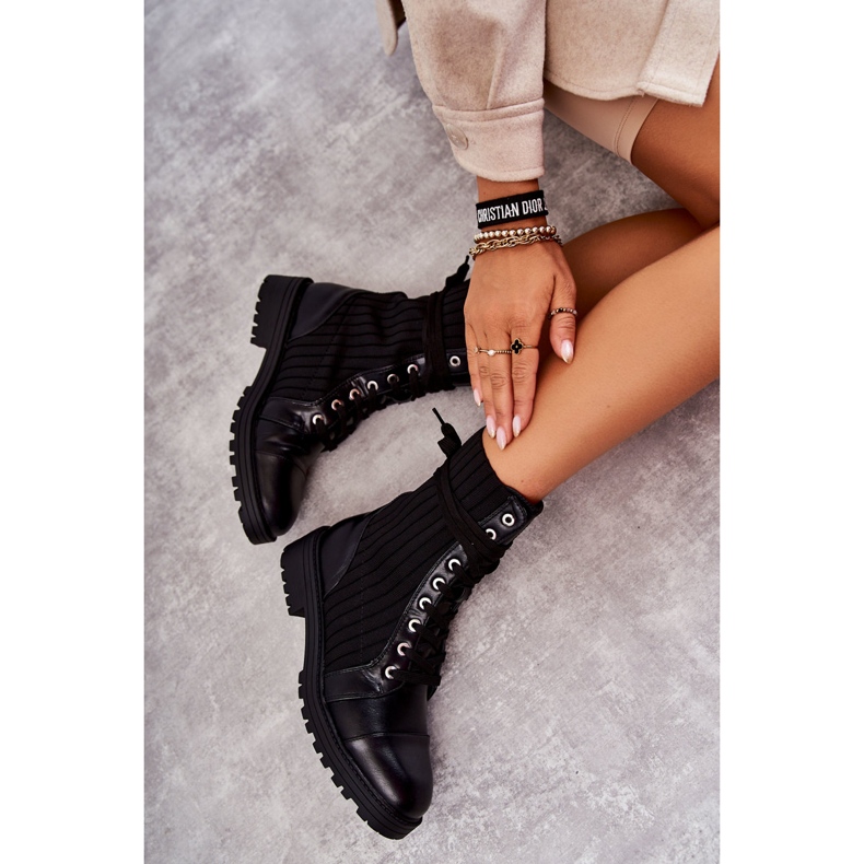 PG1 Női csizma zoknival megkötött fekete Livaro 4