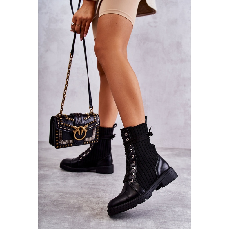 PG1 Női csizma zoknival megkötött fekete Livaro 2