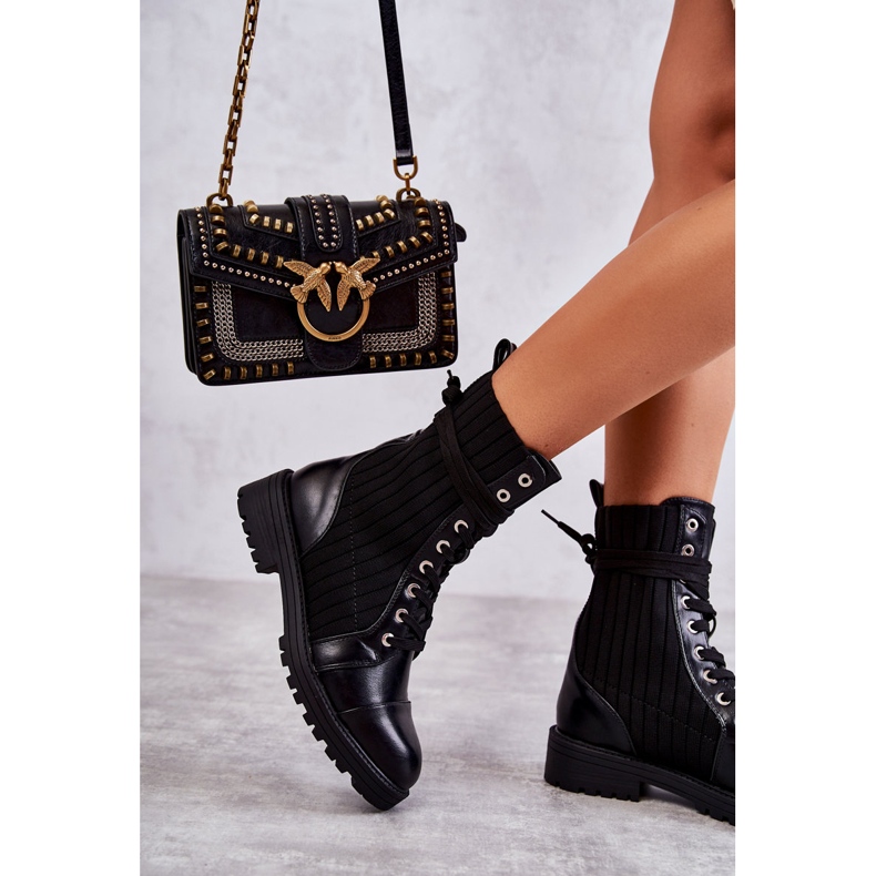 PG1 Női csizma zoknival megkötött fekete Livaro 1