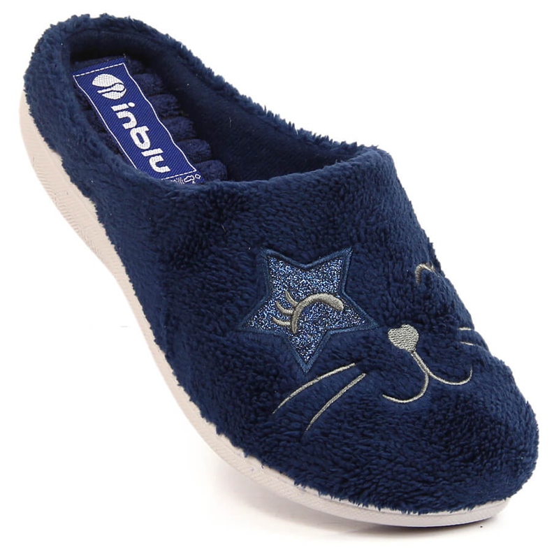 Kényelmes sötétkék Inblu otthoni papucs nőknek 1