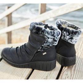 Fekete Rieker Y1361-00 vízálló téli csizma nőknek fehér 1