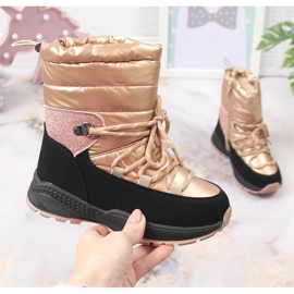 News Lányok hócsizma, báránygyapjúval szigetelve, arany Hírek fekete aranysárga 1