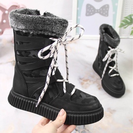 Fekete Potocki szőrös lánycipő 1