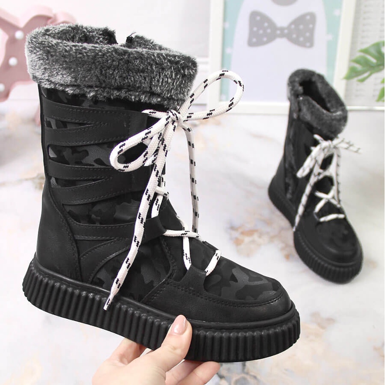 Fekete Potocki szőrös lánycipő 1